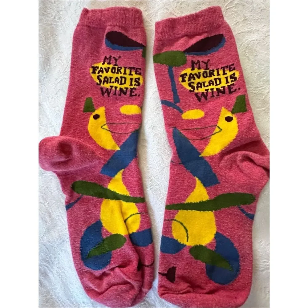 Blue Q Novelty Crew Socks  Bird Wine and Travel Designs